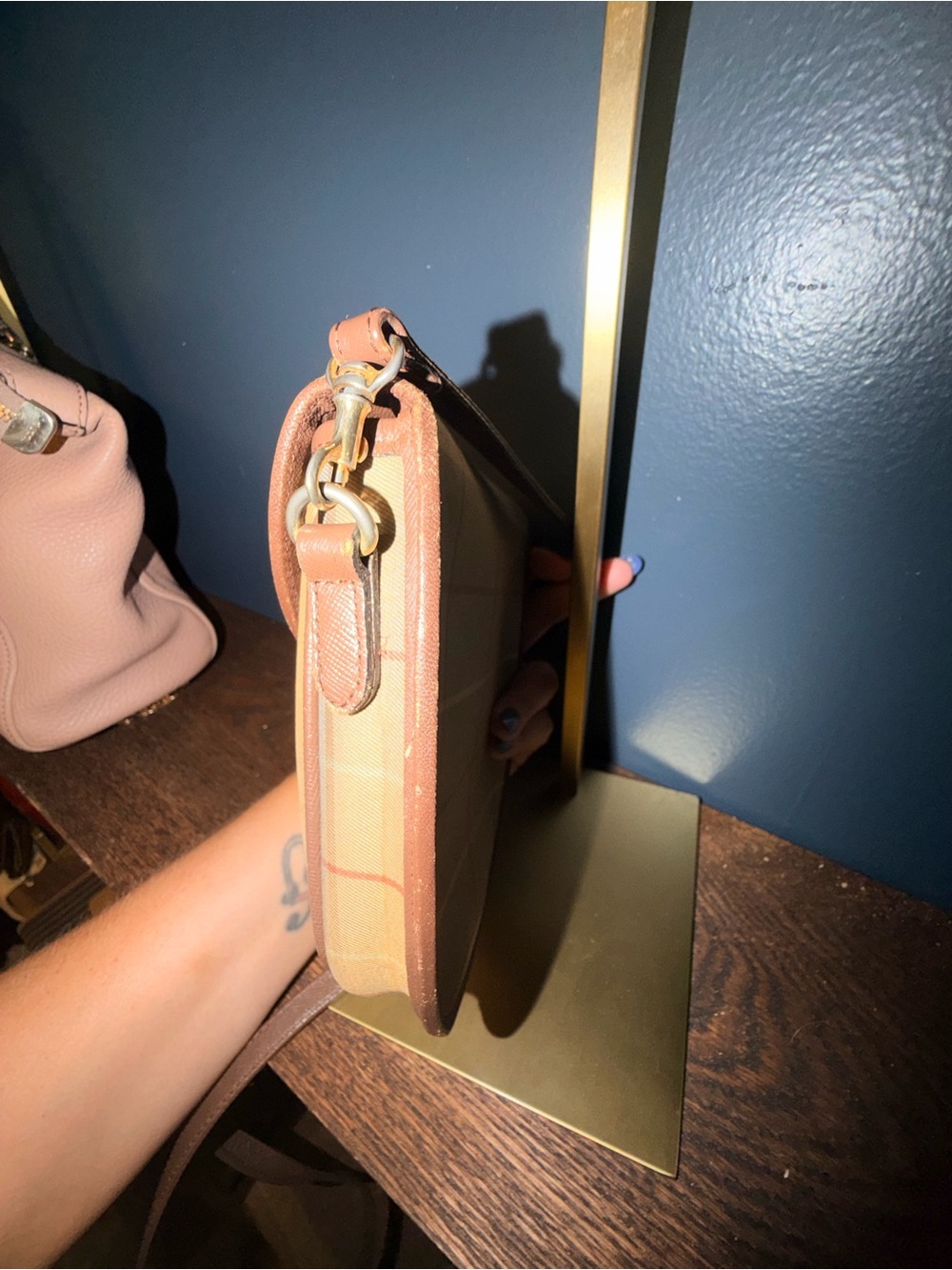 Burberry Vintage Tan and Brown Plaid Crossbody Bag - Picture 7 of 8